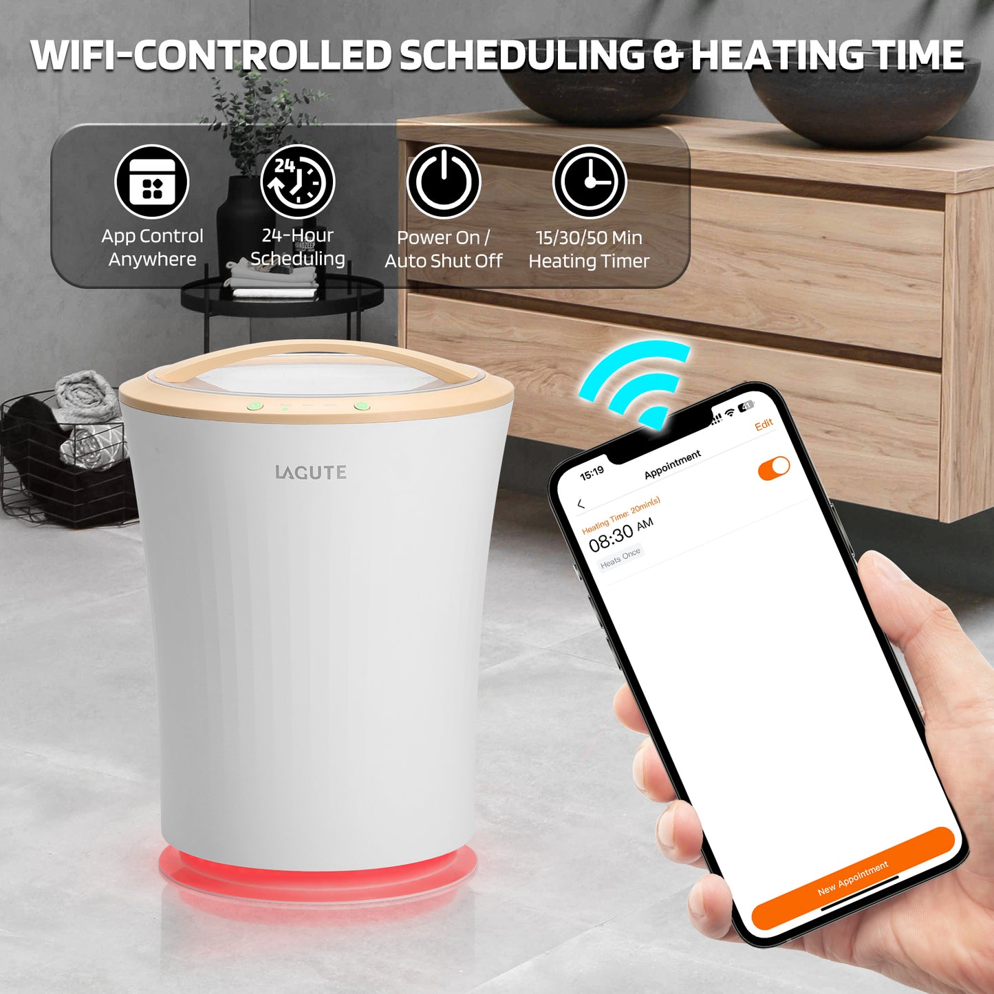 Lagute Bathroom Towel Warmers with WiFi Control