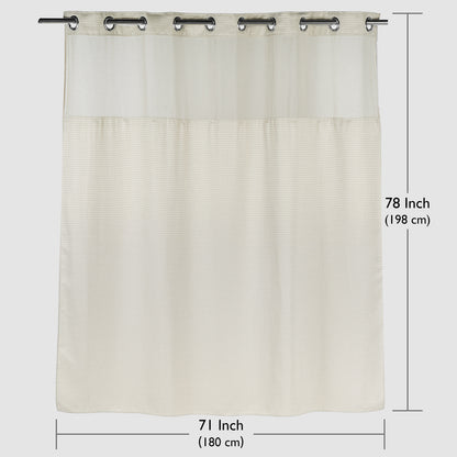 SnapHook Waffle Weave Fabric Shower Curtain with Snap-in Liner | Cream