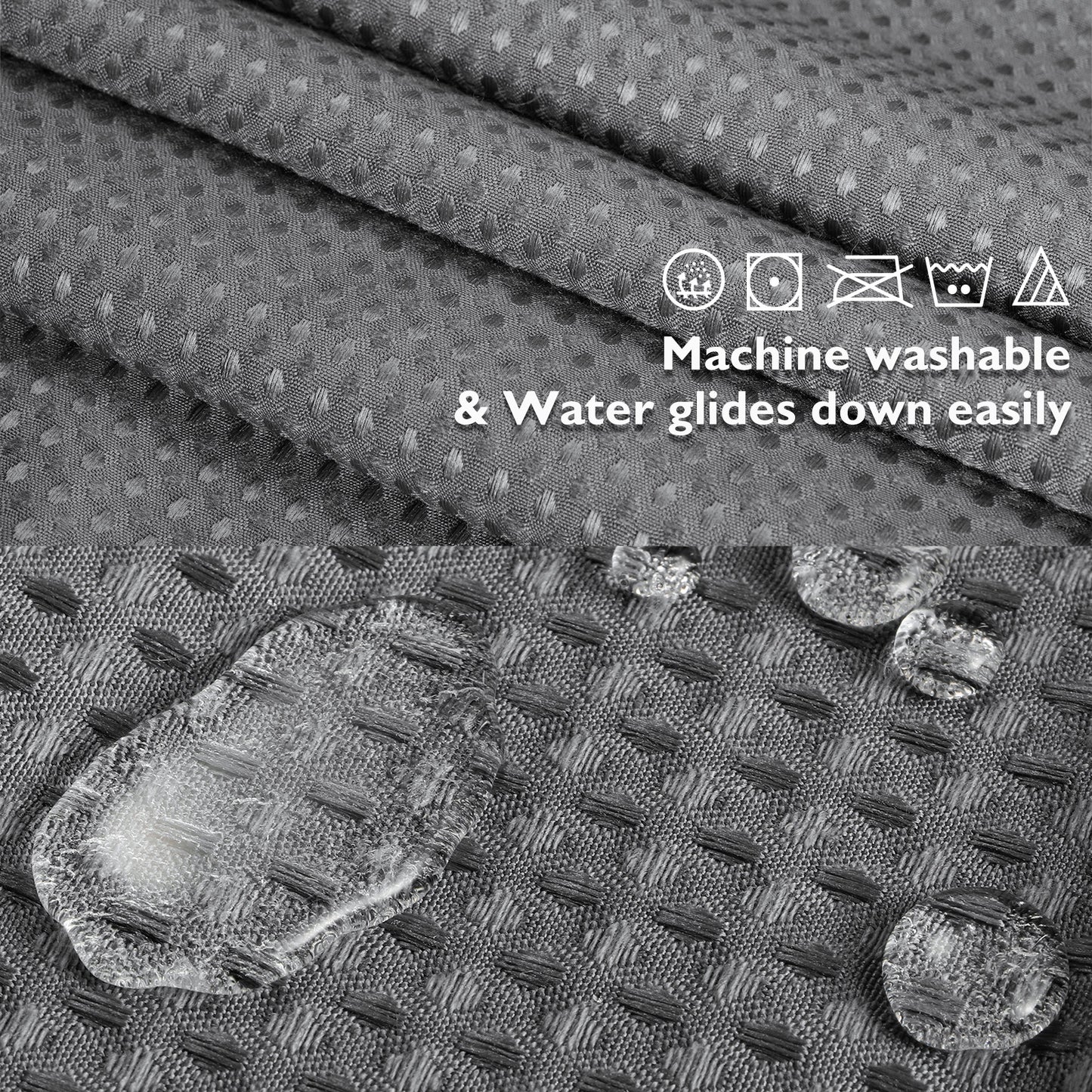 SnapHook Waffle Weave Fabric Shower Curtain with Snap-in Liner | 71WX78L, Light Gray