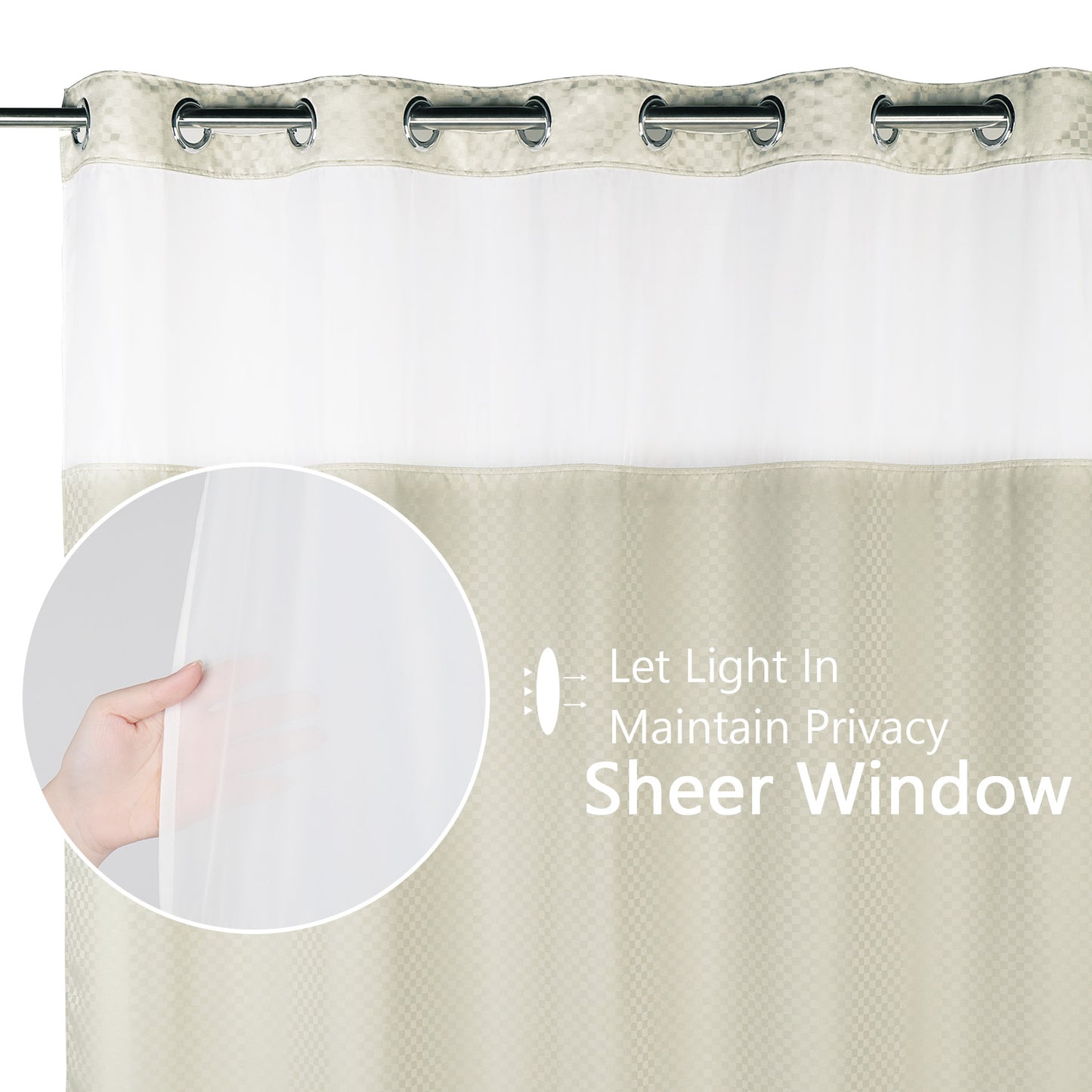 Snaphook TrueColor Shower Curtain, Beige