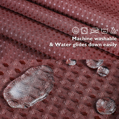 SnapHook Waffle Weave Fabric Shower Curtain with Snap-in Liner | 71WX78L, Wine Red