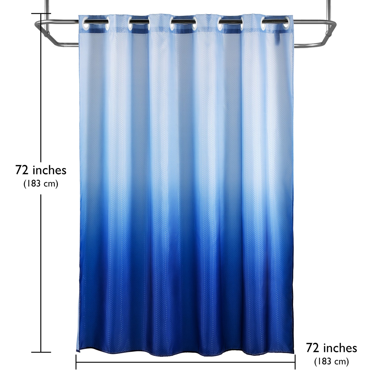 CozyHook Ombre Shower Curtain| 72Wx72L, Blue Gradient