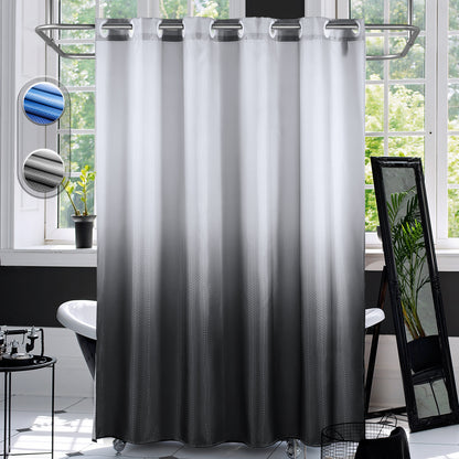 CozyHook Ombre Shower Curtain| 72Wx72L, Grey Gradient