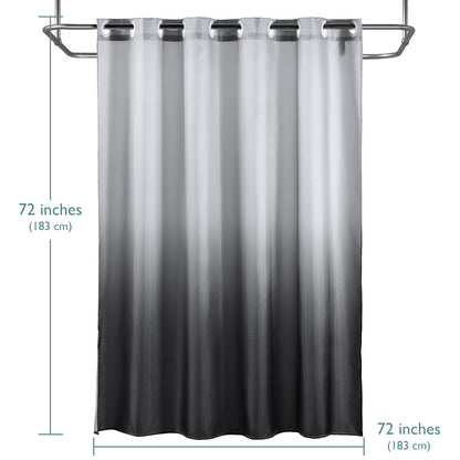 CozyHook Ombre Shower Curtain| 72Wx72L, Grey Gradient