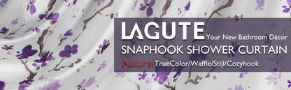 Lagute SnapHook Hook Free Shower Curtain with Snap-in Liner, 71Wx74L, Purple Blossom