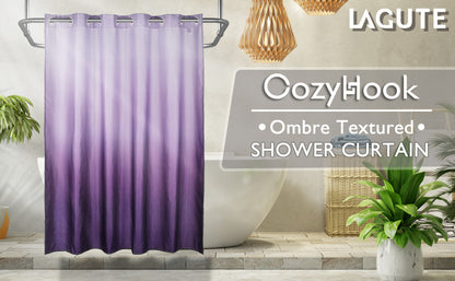 CozyHook Ombre Shower Curtain| 72Wx72L, Purple Gradient