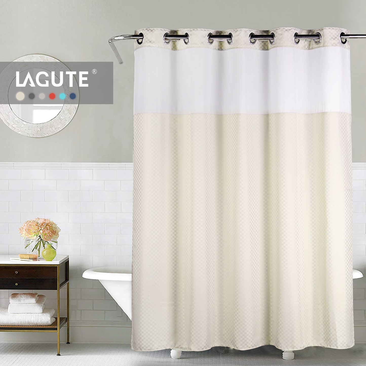 Snaphook TrueColor Shower Curtain, Beige