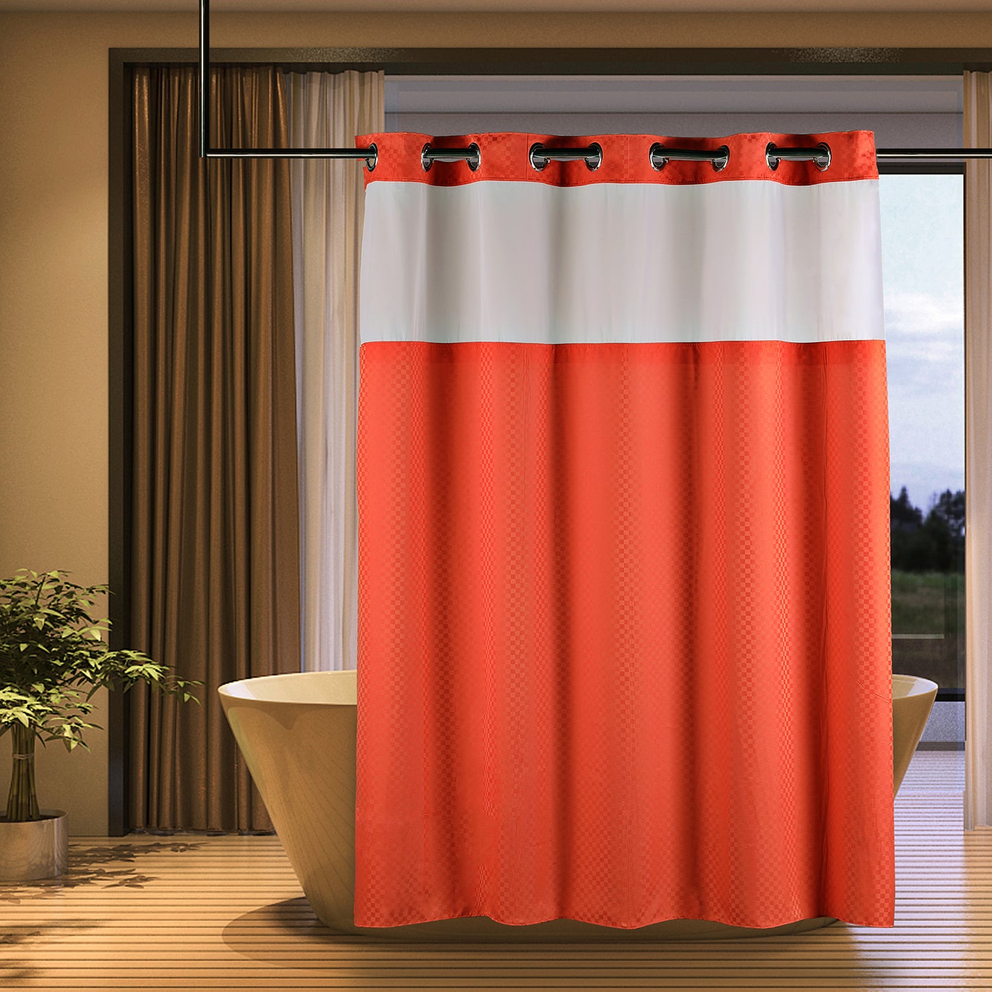 Snaphook TrueColor Shower Curtain, Coral