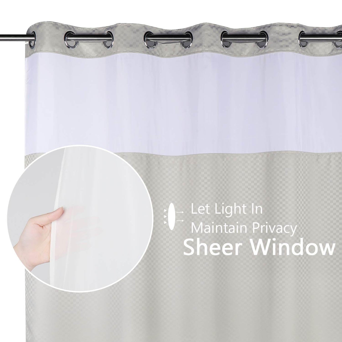 Lagute Snaphook TrueColor Hookless Shower Curtain Light Grey 2