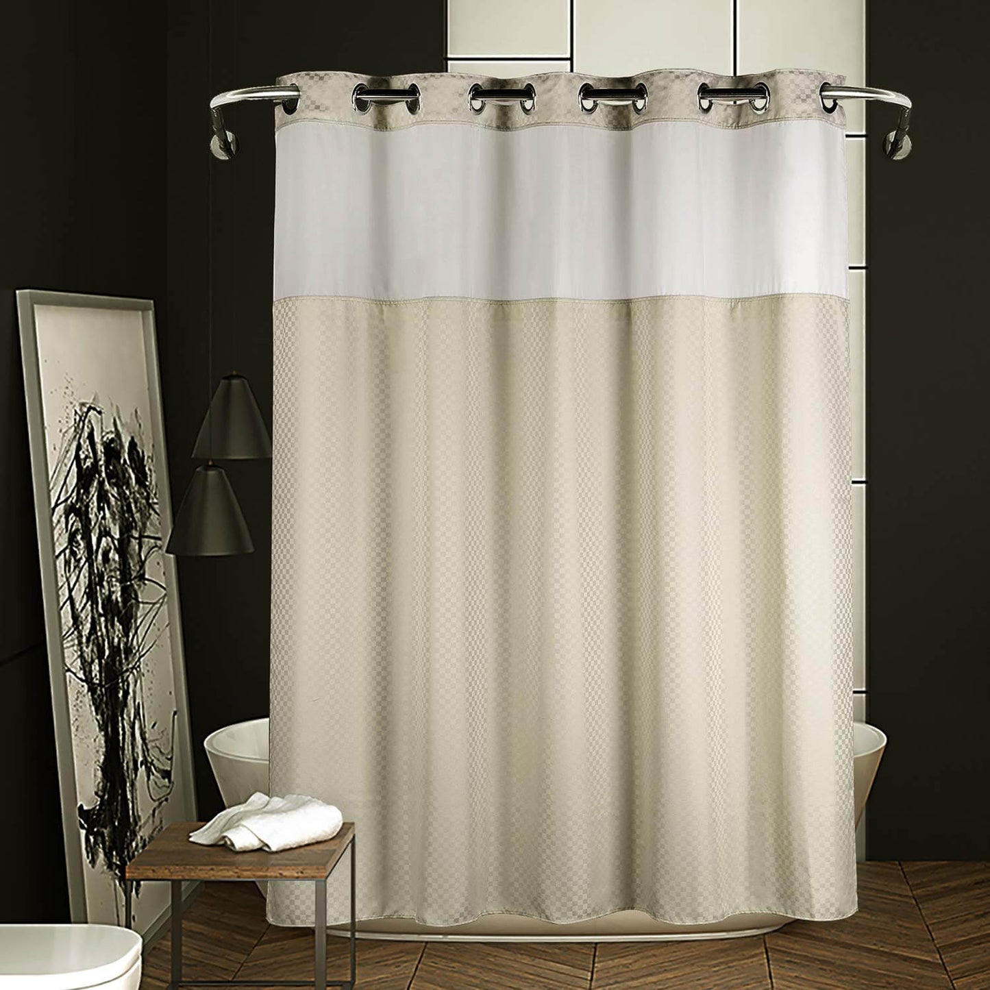 Lagute Snaphook TrueColor Hookless Shower Curtain Light Grey 1