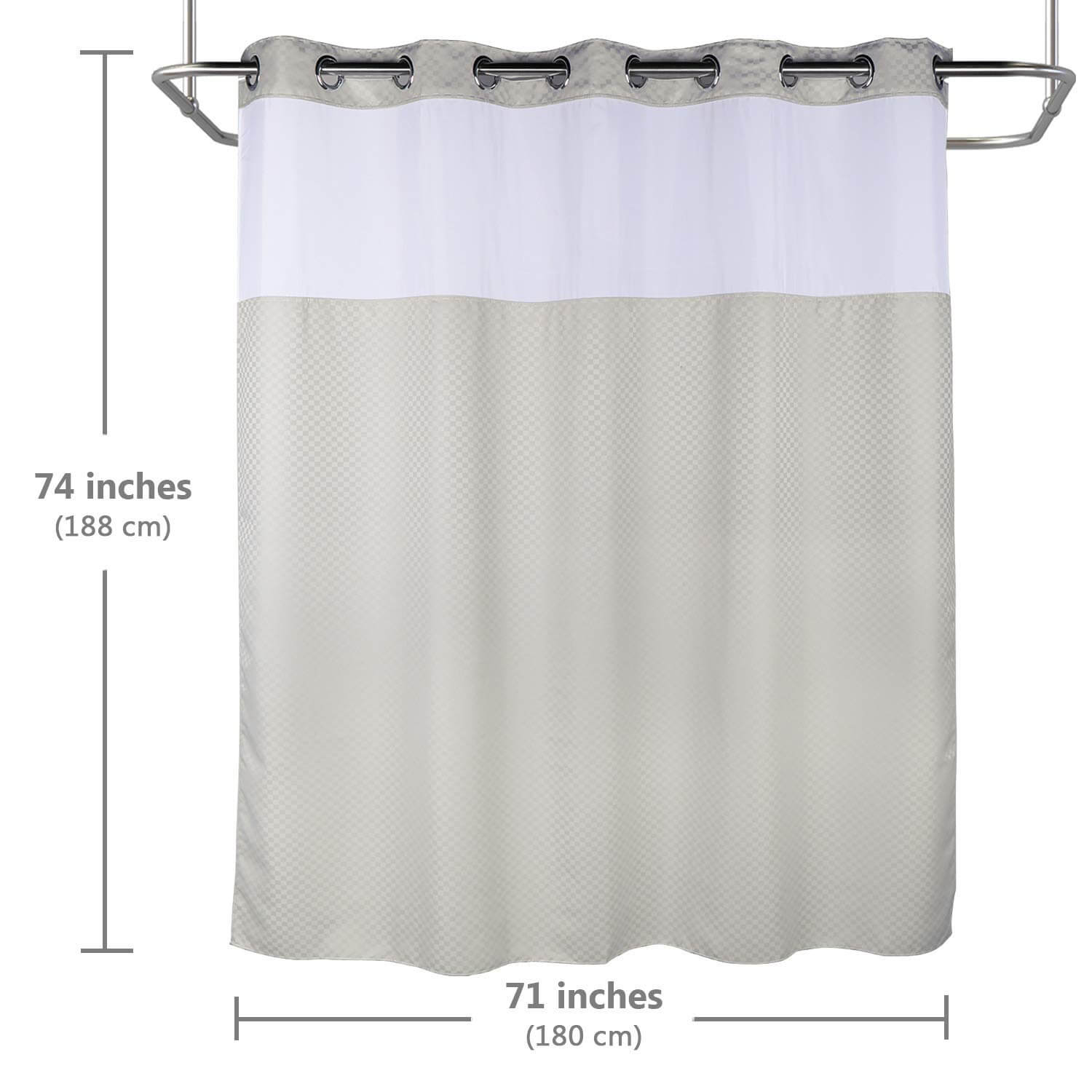 Lagute Snaphook TrueColor Hookless Shower Curtain Light Grey 7
